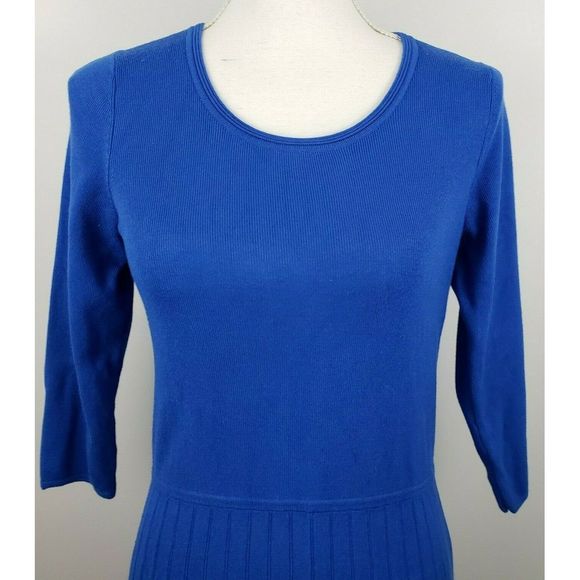 Talbots a-line sweater swing dress sz MP blue - Picture 5 of 7